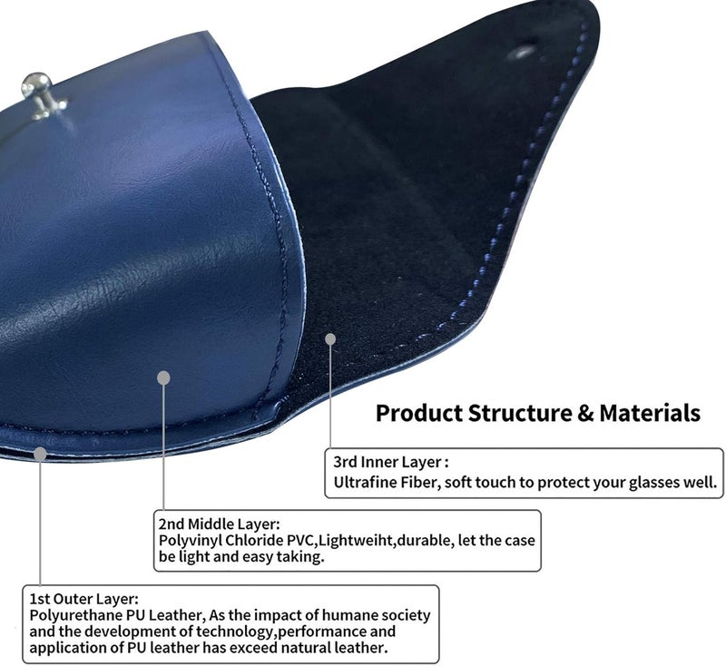 LogHog Portable Leather Glasses Case,Flexible Sunglasses Pouch Slim Case for Women Men Horizontal Eyeglass Case - Image 3